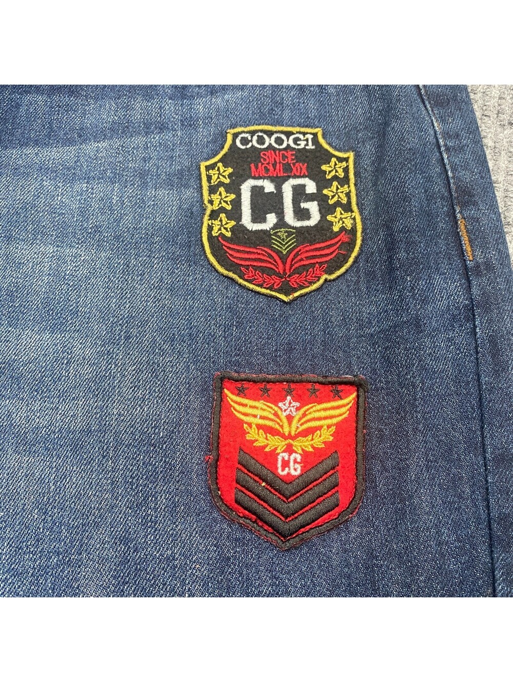 Vintage Coogi Jeans Mens 36x34 Blue Stonewash Denim Embroidered Patches Pants - Picture 12 of 15